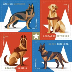 Military Working Dogs U.S. Postage Stamps Sheet